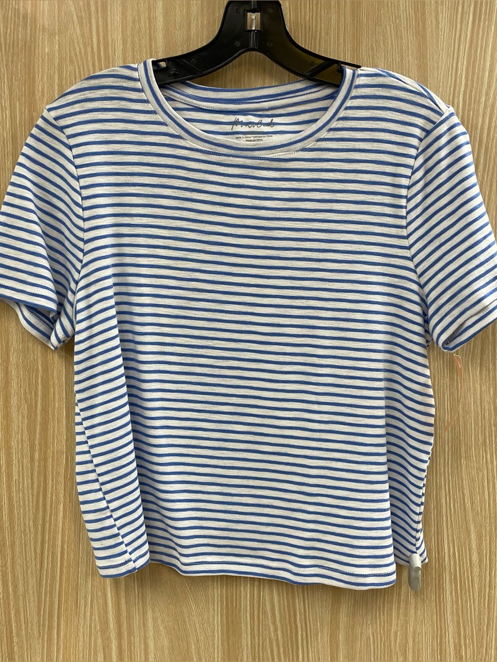 Marled White Stripe Top Size L